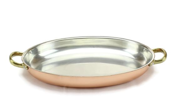 FRIGIDEIRA OVAL 30CM ASAS COBRE/INOX